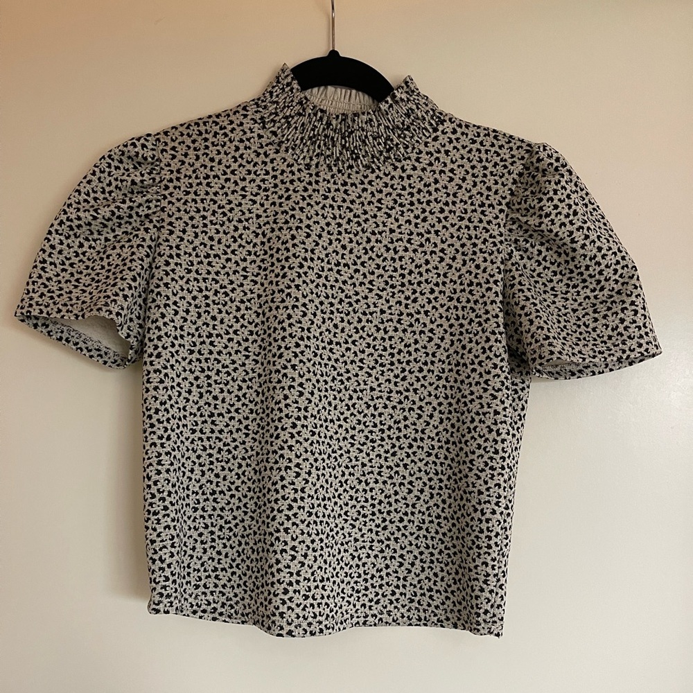 Zara Patterned High Collar Top